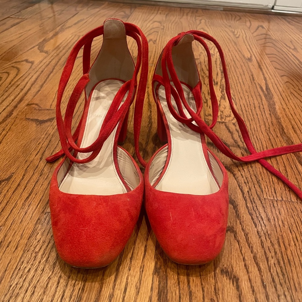 J. Crew Vibrant Red Suede Heels